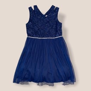 Girls Speechless Navy Tuel Dress